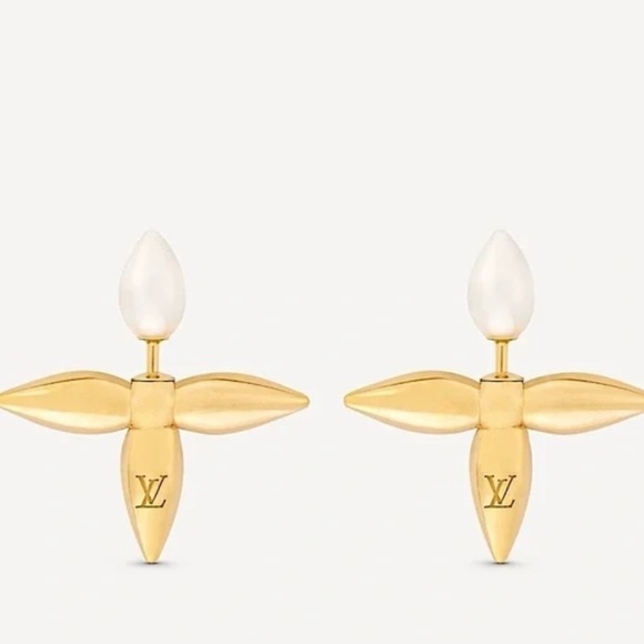 Louis Vuitton Louisette Macro Gold & Pearl Earrings - Picture 2 of 13